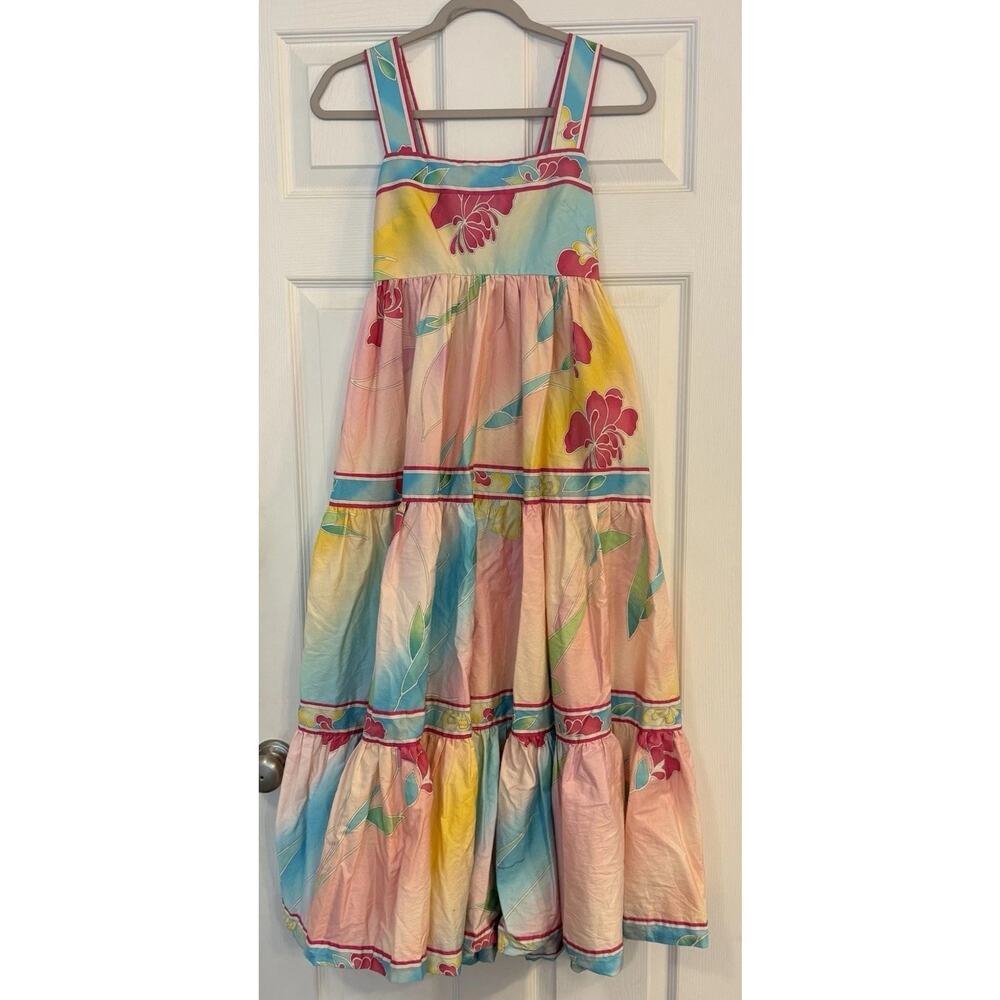 Hunter Bell Sundress Sz XS Rita Midi Tiered Ruffle Smocked Full Skirt Easter‎